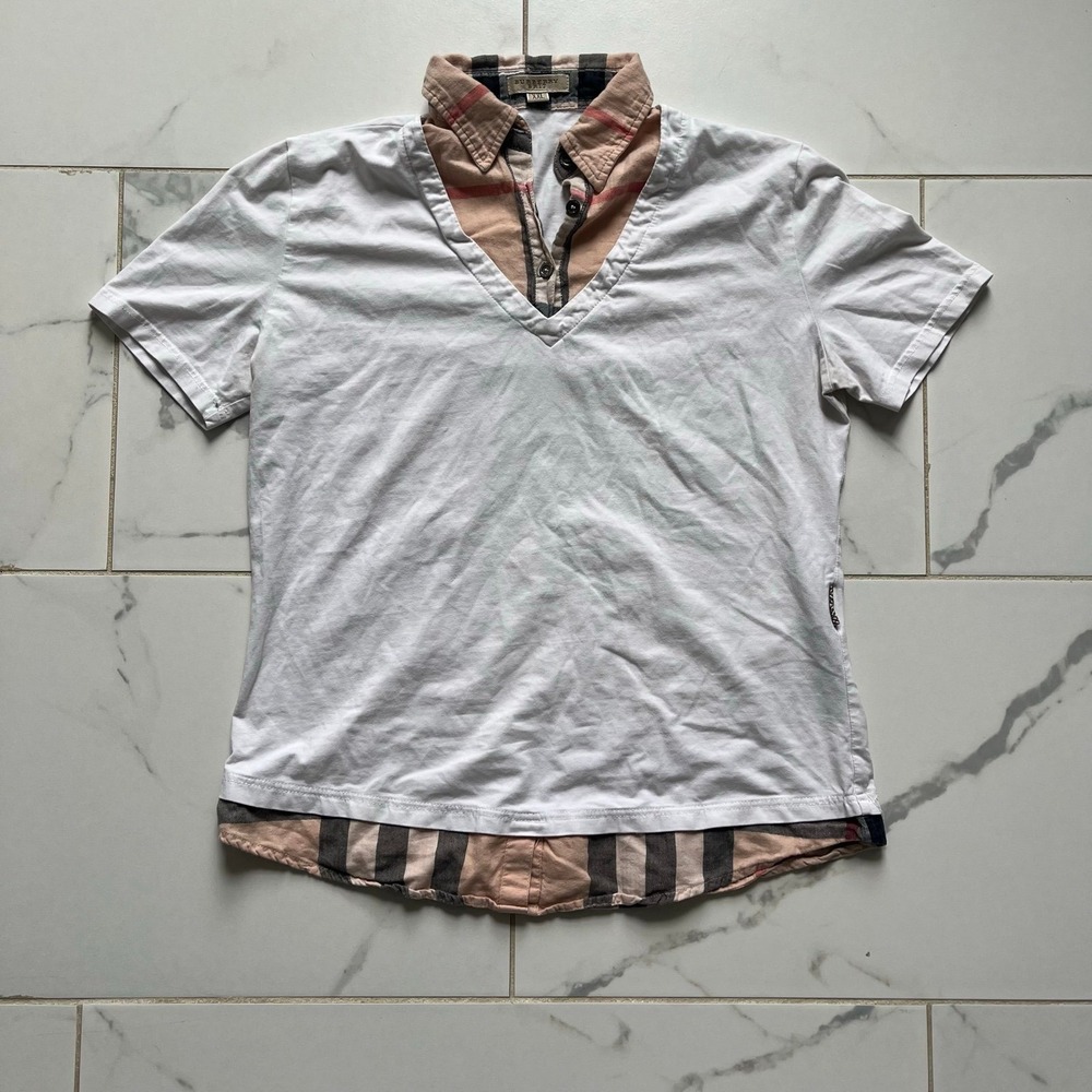 Burberry Brit Nova check collar polo white color size XXL